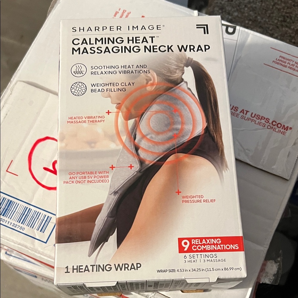 Sharper Image Calming Heat Neck Wrap with Vibrations